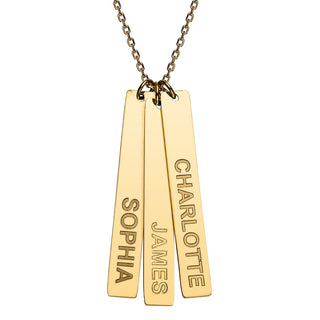 Stainless Steel Eng Name Vertical Bar Necklace - 3 names