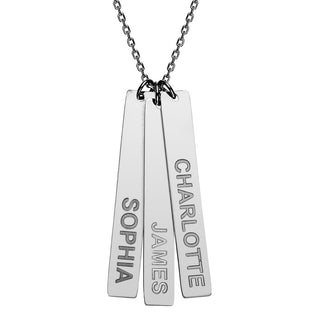 Stainless Steel Eng Name Vertical Bar Necklace - 3 names