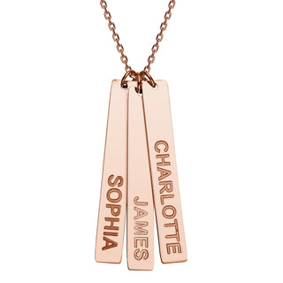 Stainless Steel Eng Name Vertical Bar Necklace - 3 names