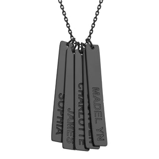 Stainless Steel Eng Name Vertical Bar Necklace - 5 names