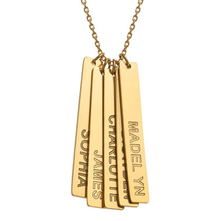 Stainless Steel Eng Name Vertical Bar Necklace - 5 names