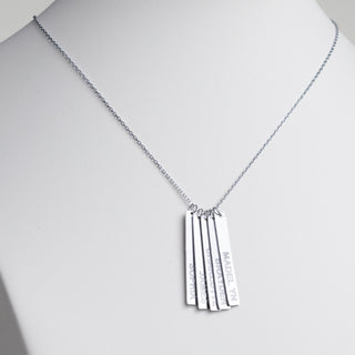 Stainless Steel Eng Name Vertical Bar Necklace - 5 names