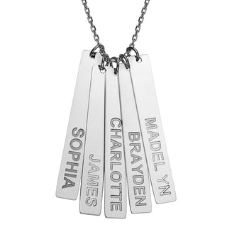 Stainless Steel Eng Name Vertical Bar Necklace - 5 names