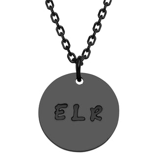 Stainless Steel Engraved Initials Disc Necklace