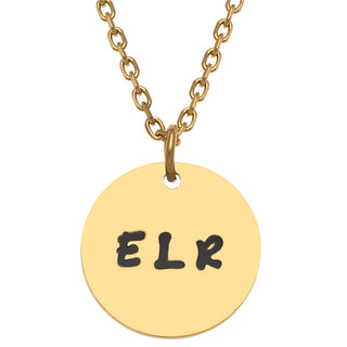 Stainless Steel Engraved Initials Disc Necklace