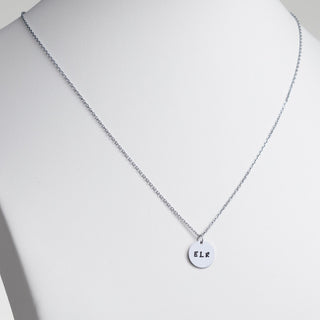 Stainless Steel Engraved Initials Disc Necklace