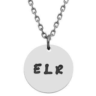 Stainless Steel Engraved Initials Disc Necklace