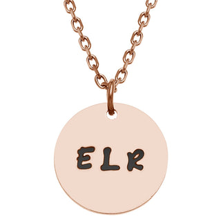 Stainless Steel Engraved Initials Disc Necklace