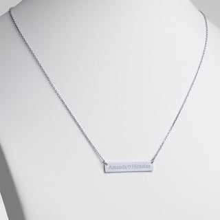 Stainless Steel Double Name with Heart Bar Necklace