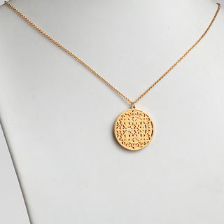 14K Gold Plated Personalized Mandala Double Disc Family Name Necklace