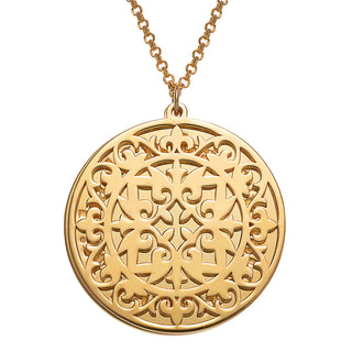 14K Gold Plated Personalized Mandala Double Disc Family Name Necklace