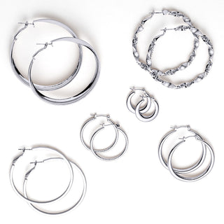 Silver Plated 6 Pair Fashion Hoop Set