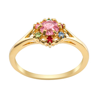 14K Gold Plated Mother's and Family Birthstone Ring
