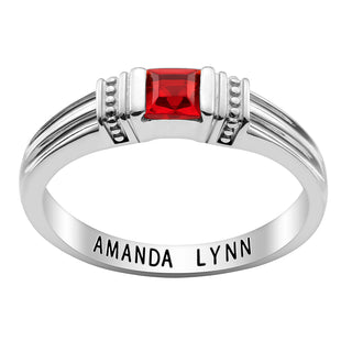 Sterling Silver Square Birthstone Ring