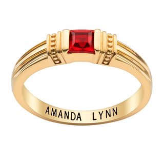 14K Gold over Sterling Square Birthstone Ring