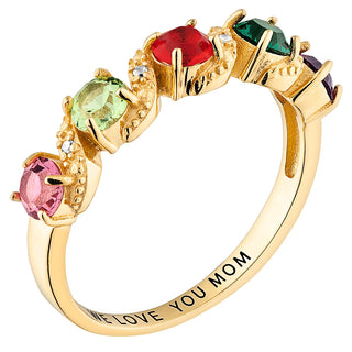 14K Gold over Sterling Family and Diamond Accent Ring