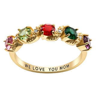 14K Gold over Sterling Family and Diamond Accent Ring