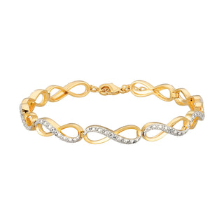 Two-Tone Genuine Diamond Accent Infinity Link Bracelet