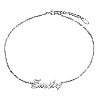 Silver Personalized Hollywood Script Name Anklet