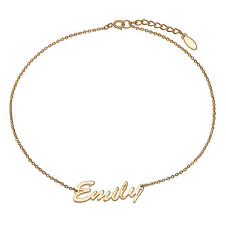 14K Gold Plated Personalized Hollywood Script Name Anklet