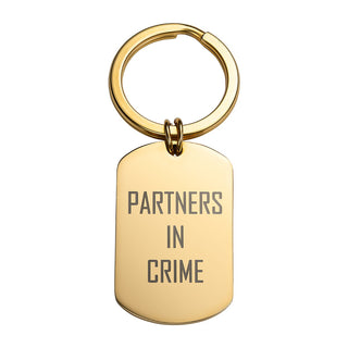 Two Tone Rounded Stainless Steel Dog Tag Key Chain