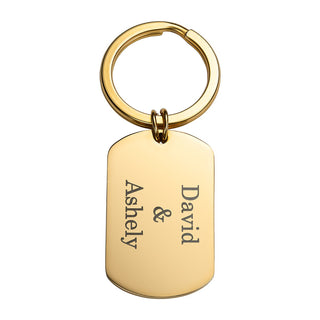 Two Tone Rounded Stainless Steel Dog Tag Key Chain