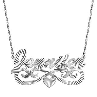 Silver Plated Diamond Cut Script Name Necklace with Heart Swirl