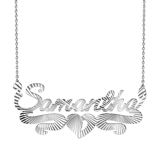 Diamond Cut Script Name Necklace with Heart Swirl