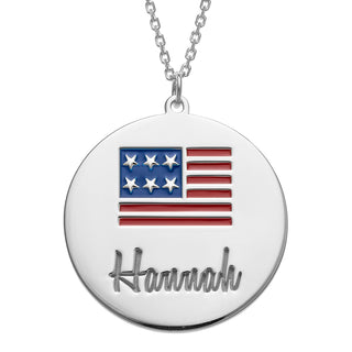 Patriotic Name with Enamel Flag Necklace