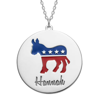 Patriotic Name with Enamel Donkey Necklace