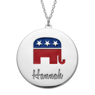 Patriotic Name with Enamel Elephant Necklace