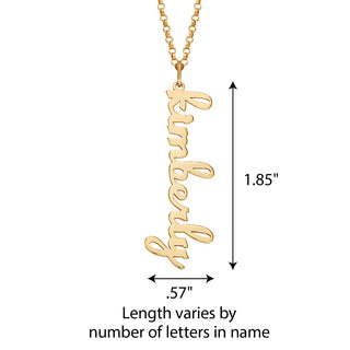 14K Gold Plated Vertical Lowercase Script Name Necklace