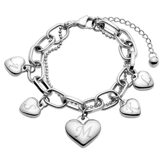 Stainless Steel Initial Heart Bracelet