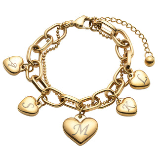 Gold Stainless Steel Initial Heart Bracelet