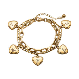 Gold Stainless Steel Initial or Name Heart Bracelet