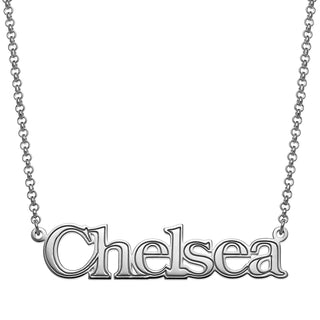 10K White Gold Name with Outline Necklace