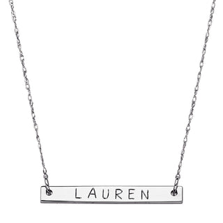 10K White Gold Mini Bar Name Necklace