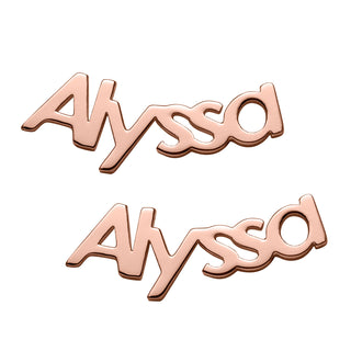 14K Rose Gold Plated Personalized Name Crawler Button Earring