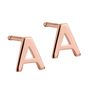 14K Rose Gold Plated Petite Uppercase Initial Earring