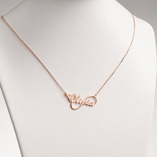 14K Rose Gold Plated Script Name Infinity Necklace