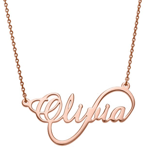 14K Rose Gold Plated Script Name Infinity Necklace