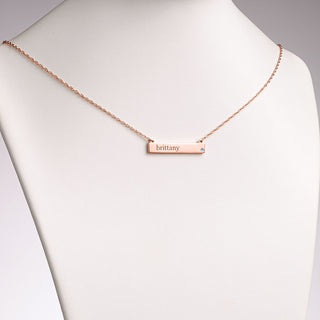 14K Rose Gold over Sterling Personalized Name and Birthstone Bar Necklace