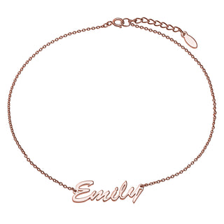 14K Rose Gold over Sterling Personalized Hollywood Script Name Anklet