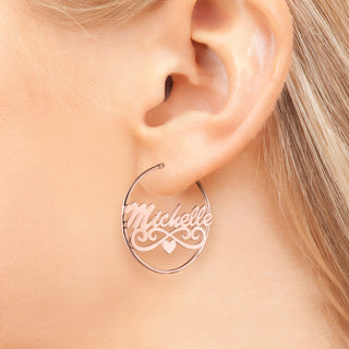 Personalized 14K Rose Gold Plated Nameplate Hoop Earrings