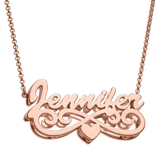 Personalized 14K Rose Gold over Sterling Double Nameplate Necklace