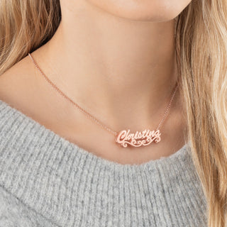 Personalized 14K Rose Gold over Sterling Double Nameplate Necklace