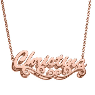 Personalized 14K Rose Gold over Sterling Double Nameplate Necklace