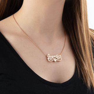 Personalized 14K Rose Gold Plated Double Nameplate Necklace