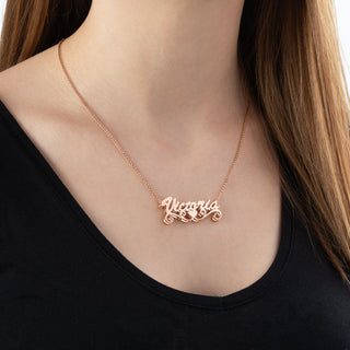 Personalized 14K Rose Gold Plated Double Nameplate Necklace