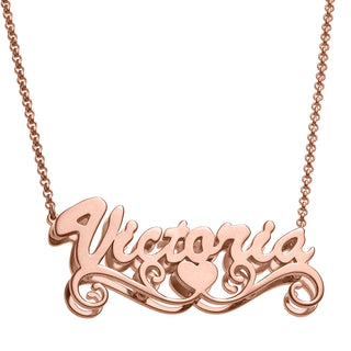 Personalized 14K Rose Gold Plated Double Nameplate Necklace